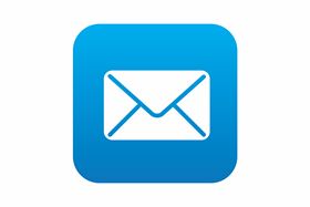 A Email Icon On Blue Background 