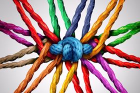 Multicoloured Ropes Tied Together In A Knot 