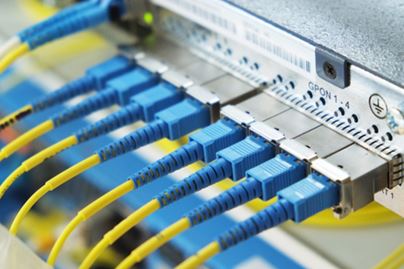 Fibre Optic Cabling Connected To Equipment 