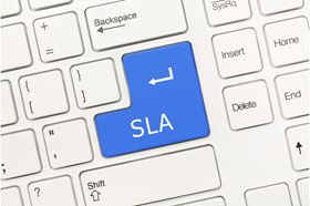 A Keyboard With A Blue SLA Key 